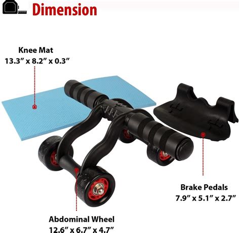 Fitsy Upgraded 4 Wheel Ab Roller With Knee Mat And Floor Wedge