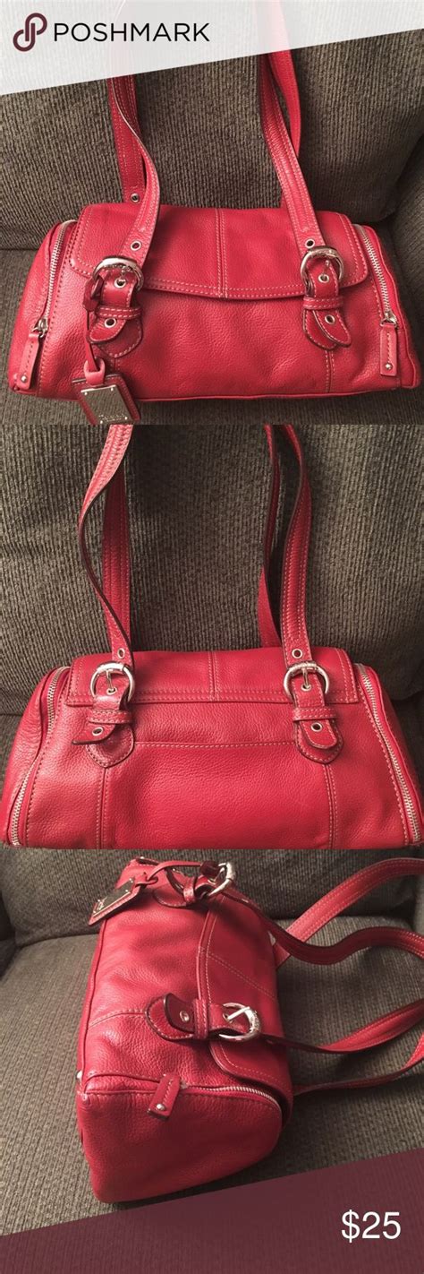 Tignanello Red Leather Satchel Handbag Purse Leather Satchel Handbags