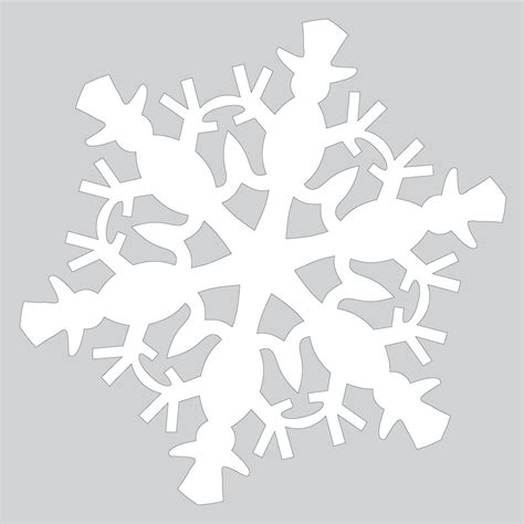 Paper Snowflake Pattern With Snowman Cut Out Template Free Printable