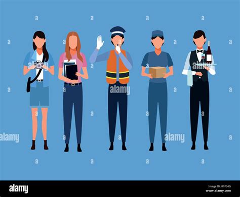 Set Of Jobs And Occupations Workers Avatar Vector Illustration Graphic