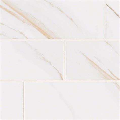 Classique White Calacatta Glossy Subway Tile Traditional Wall And