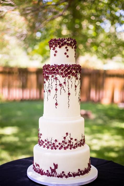 Burgundy Wedding Decorated Cake By Kendras Country Cakesdecor