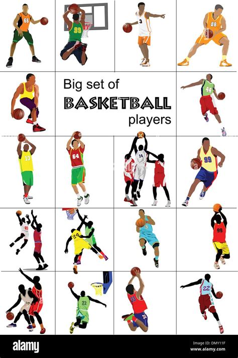 Basketball Players Colored Vector Illustration For Designers Stock