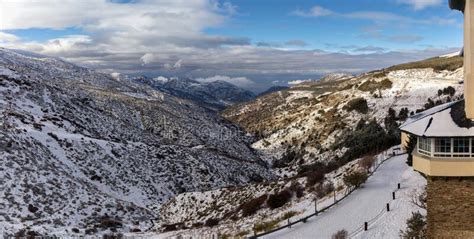 View From The Ski Resort Over The Snowy Mountains Of The Sierra Nevada