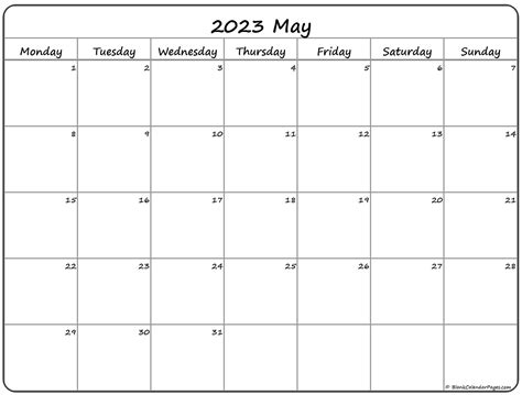 May 2023 Calendar Monday Start Get Calendar 2023 Update