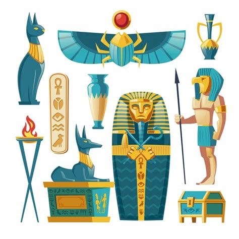 Download Stock Vector Set Of Egyptian Gods And Religious Symbols Deities And Amulets Of Ancient
