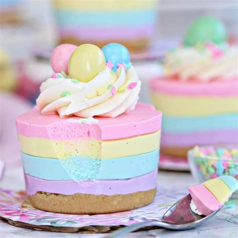 How Fabulous Are These No Bake Pastel Rainbow Cheesecakes By Elabau 😍