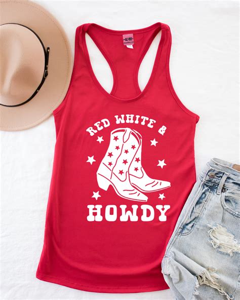 Red White And Howdy Western Graphic Tank Red Ali Dee Wholesale
