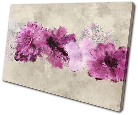 Floral Painted Flowers Canvas Wall Art Picture Print Va Ebay