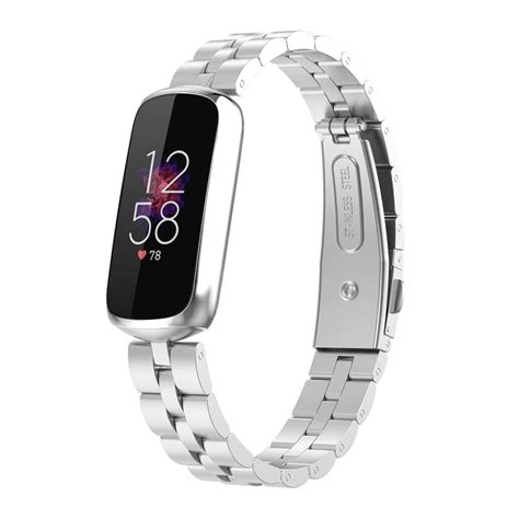 For Fitbit Luxe Classic Steel Band Silver Fitbit Bands