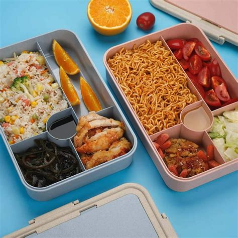 Gliving Bento Box Wheat Straw Chinese Style Insulated Lunch Box
