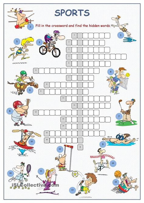 Sports Crossword Puzzle Sports Crossword Crossword Vocabulary