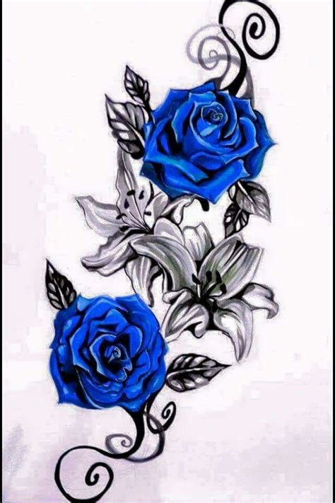 Pretty Blue Rose Tattoos Rose Tattoos Rose Drawing Tattoo