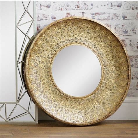 Gold Metal Round Wall Mirror Görüntüler Ile
