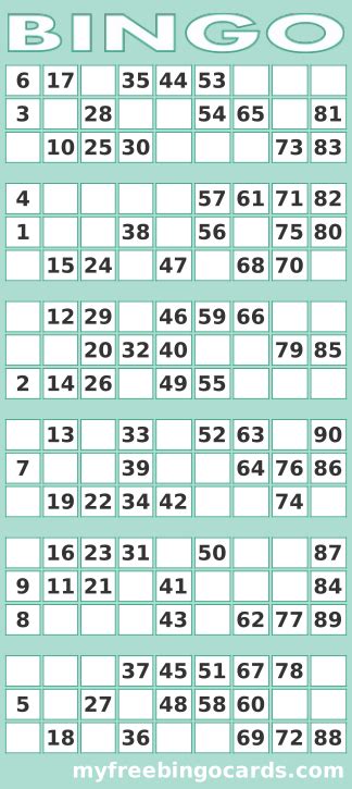 Free Printable Bingo Sheets 1-90
