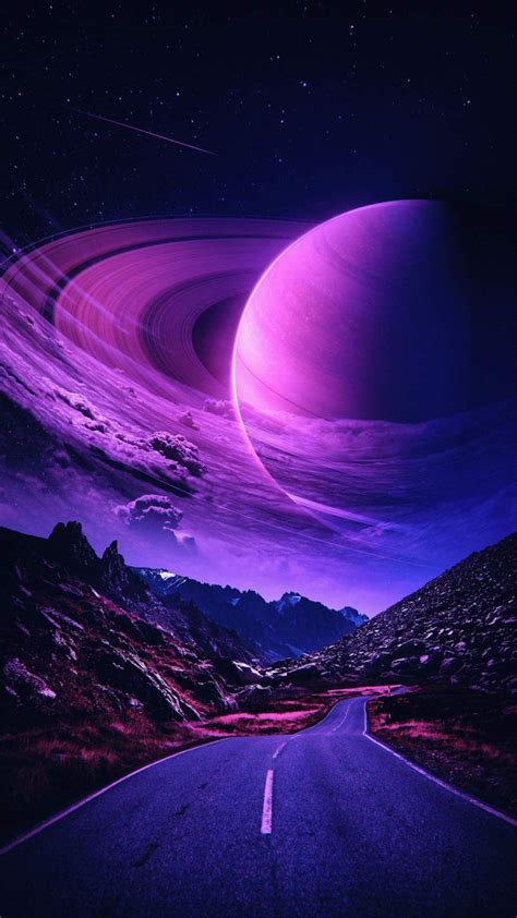 Road To Planet Saturn Space Iphone Wallpaper Purple Galaxy Wallpaper