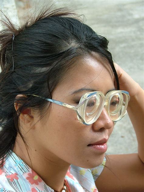 Loony Cute Girl Wearing Some Vintage Large Glasses With