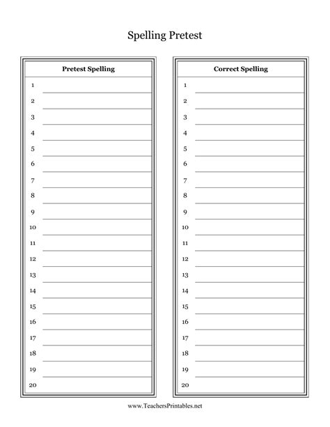 Spelling Pretest Template Download Printable Pdf Templateroller