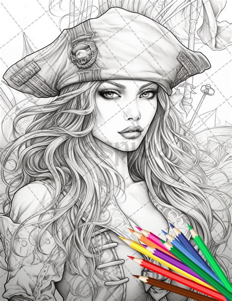 A Drawing Of A Woman With Long Hair Wearing A Hat And Holding Colored