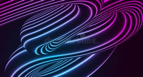 Blue Ultraviolet Neon Curved Fluid Waves Abstract Background Stock