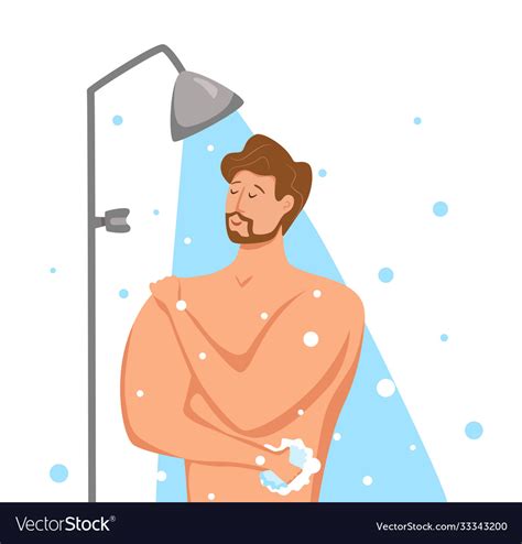 Man Taking Shower In Bathroom Royalty Free Vector Image