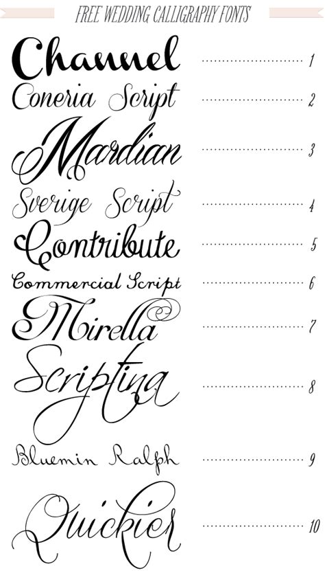 Wedding Calligraphy Fonts