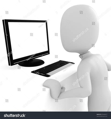 3d Man Working Computer Stock Illustration 55449613 Shutterstock