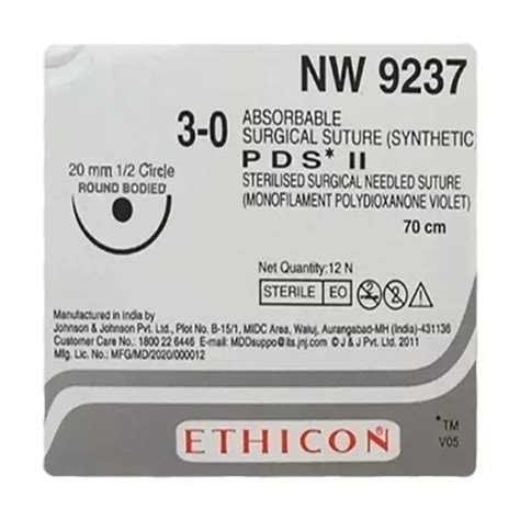 Ethicon Pds Ii Sutures Usp 3 0 12 Circle Round Body Nw9237p
