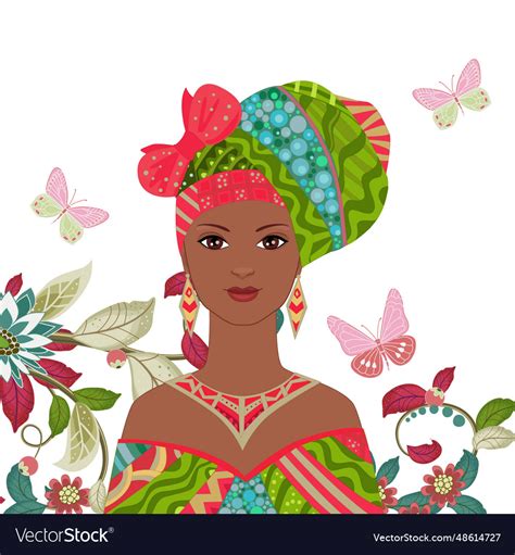 Isolated Portrait Of A Beautiful African Girl Vector Image