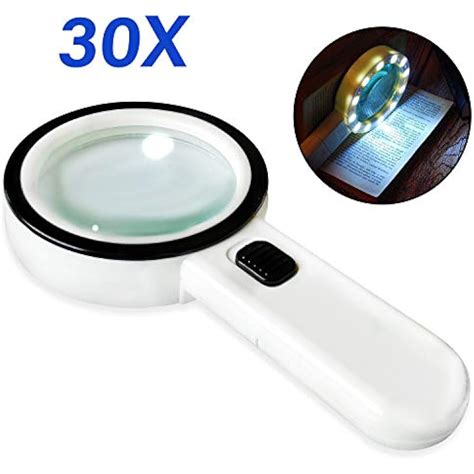 30x Portable Magnifying Glass Illuminated Magnifier Loupe With Led