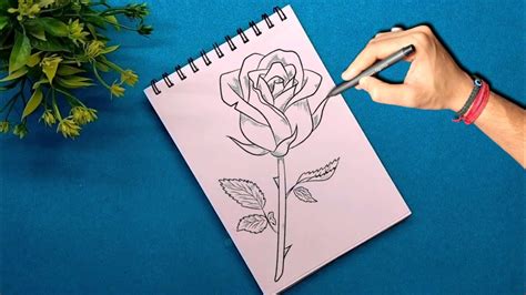 How To Draw No Color A Rose Super Easy Realistic Youtube