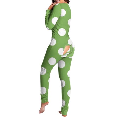Naughty Butt Flap Pajama Onesie For Women Sexy One Piece Long Sleeve Bodysuits Cute Couple