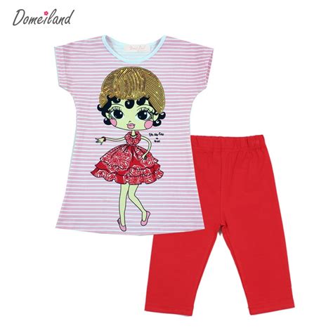 2017 Fashion Summer Domeiland Children Clothing Girls Outfits Sets
