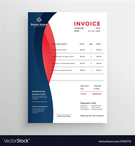 Modern Professional Invoice Template Design Vector Image