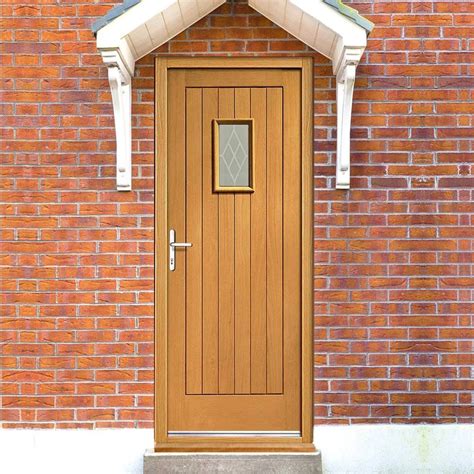 The Prefinished Chancery Oak Door And Frame Set With Decorative Glass Is