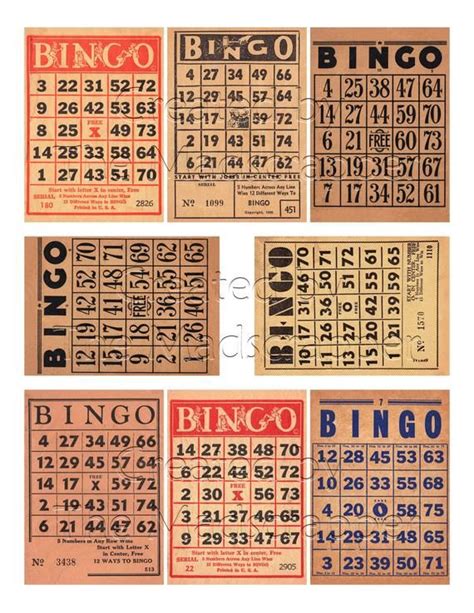 Digital Vintage Bingo Cards Vintage Bingo Printable And Etsy Bingo