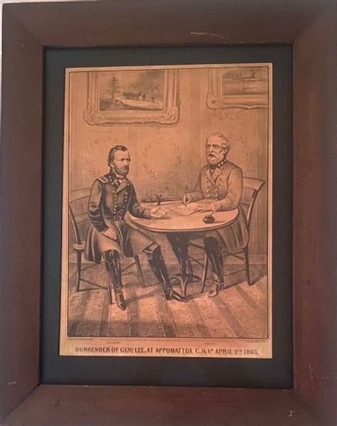 Currier And Ives Print Of The Lithograph Of The Surrender Of General Lee