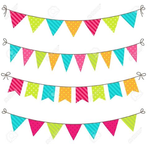 Set Of Colorful And Bright Bunting Paper Banners Clip Art Sewing Crafts