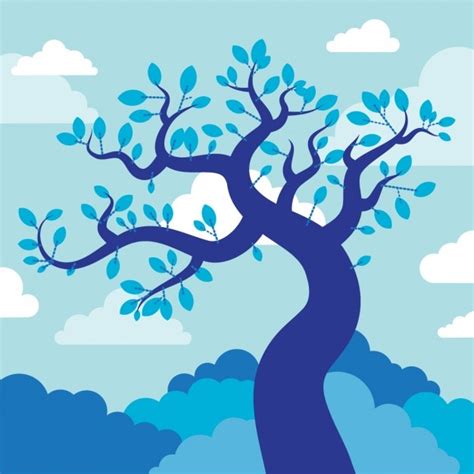 Free Vector Blue Tree Illustration