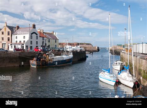 Eyemouth Harbour And Sailing Boats Stock Photo Alamy