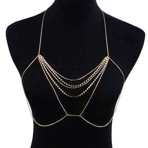 2019 Women Simple Rhinestone Body Fashion Chain Necklace Jewelry Shiny