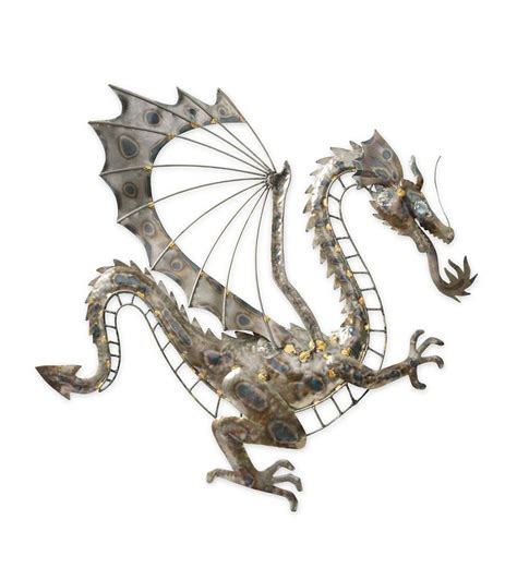 Recycled Metal Gray Dragon Wall Art Wind And Weather