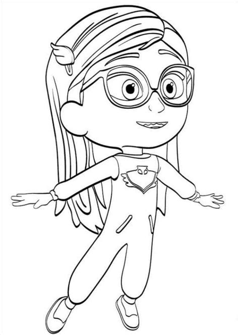 Smart and funny owlette shows her superhero pose on this mini cardboard cutout as though she is about to say pj masks, we're on our way. Kids-n-fun.com | 20 coloring pages of PJ Masks