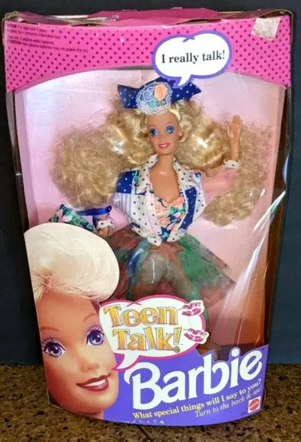 Vintage Teen Talk Barbie Doll Mattel Nib 1991 5745 Blonde Curly Hair 4500 Picclick