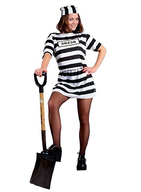 Morris Costumes Womens Stripped Convict Prisoner Black And White Adults