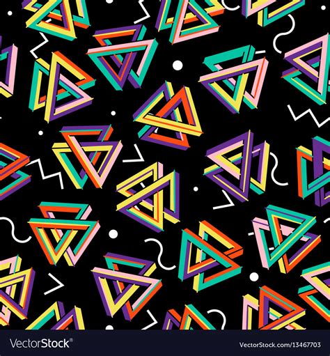 Pattern 80s Seamless Background Retro Royalty Free Vector