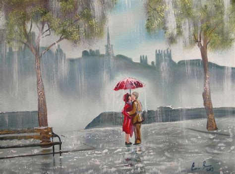 Rainy Day Paintings With Umbrellas Touch Paint