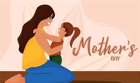 Cute Mother Hugging Her Daughter Happy Mother Day Vector Illustration 23751046 Vector Art At