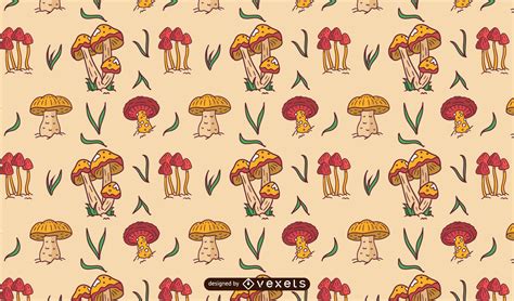 Mushrooms Pattern Design Vector Download