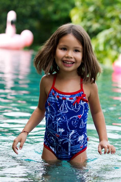 Escargot Girls Kids Nautical One Piece Swimsuits Bathing Suit Blue Navy